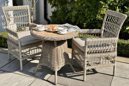 Amalfi Outdoor Bistro Table with Wood Top | Stylish Small - Space Garden Dining - Apex Bespoke Carpentry