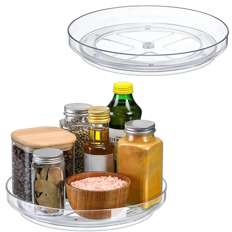 Lazy Susan Cupboard Organiser | 360 Degree Rotating Round Lazy Susan Turntable for Cabinet | Clear - Apex Bespoke Carpentry