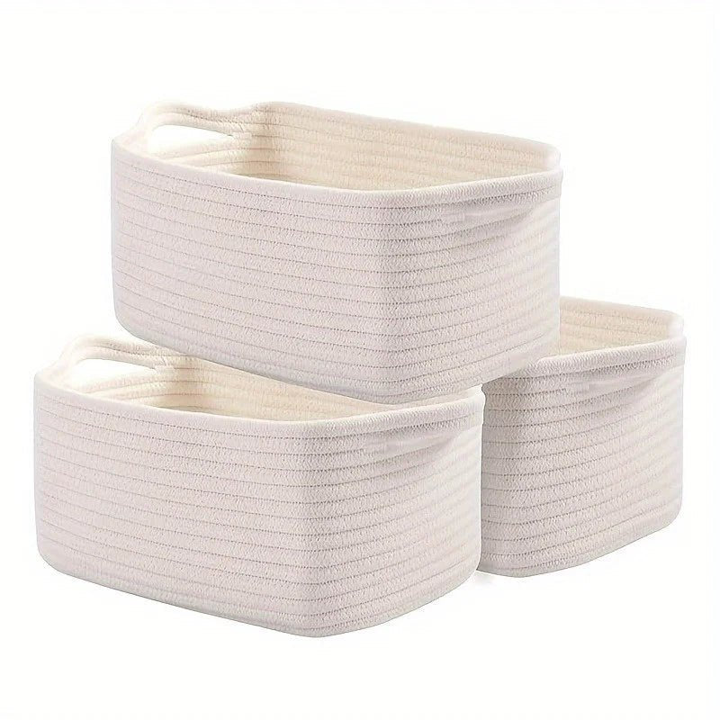 Storage Basket Set of 3 | Rectangle Storage Bins | Versatile Toy Storage Organiser | Home Decor Basket - Apex Bespoke Carpentry