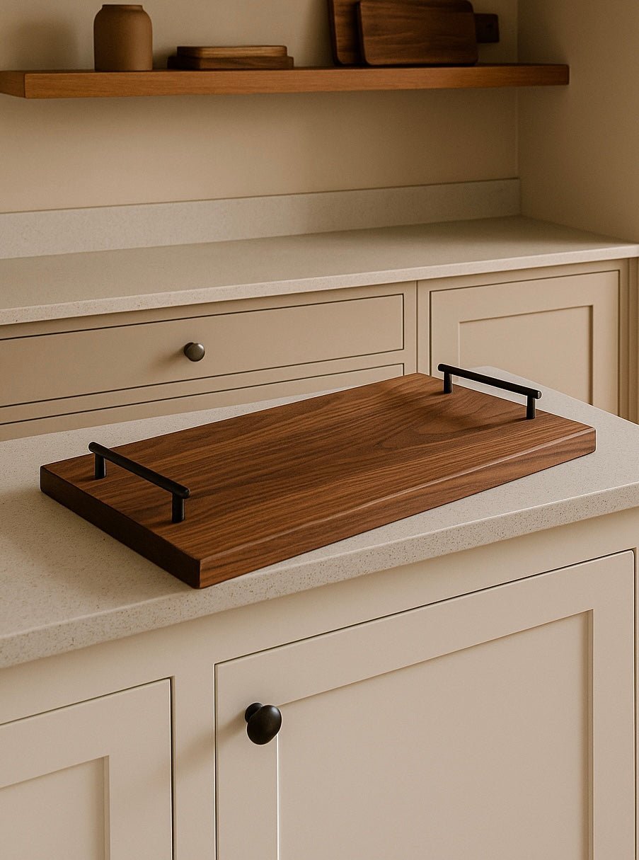 Walnut Serving Tray with Handles - Apex Bespoke Carpentry