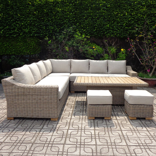 Capri Outdoor Corner Set with Riser Table + 2 Stools