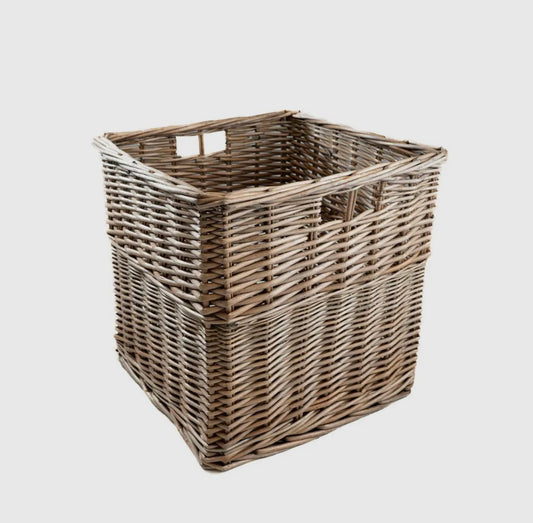 Light Grey Wicker Square Storage Basket