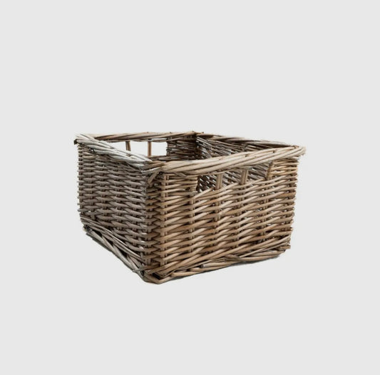 Light Grey Rectangular Wicker Storage Basket Tray