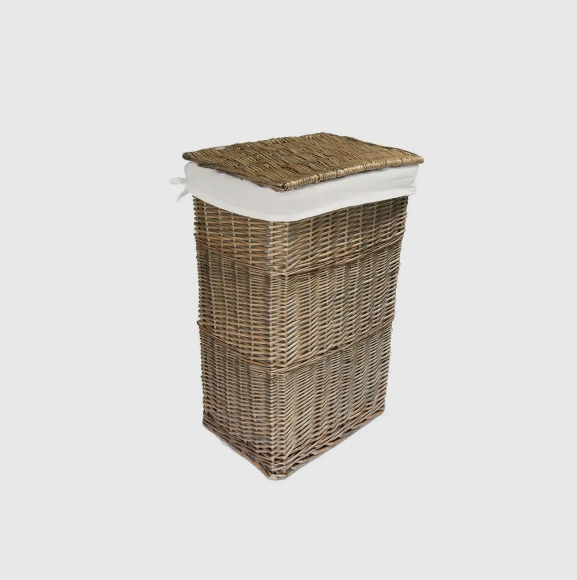 Light Grey Wicker Laundry Washing Basket Bin with Lid