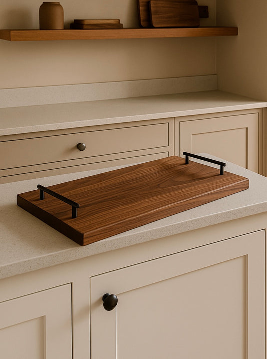 Walnut Serving Tray with Handles