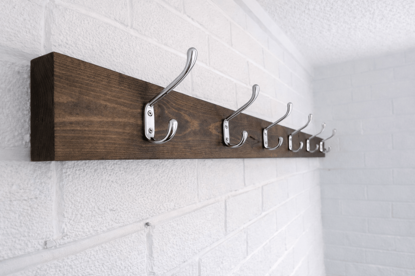Wooden Coat Rack with Dark Stain and Customisable Hooks | Made to Measure