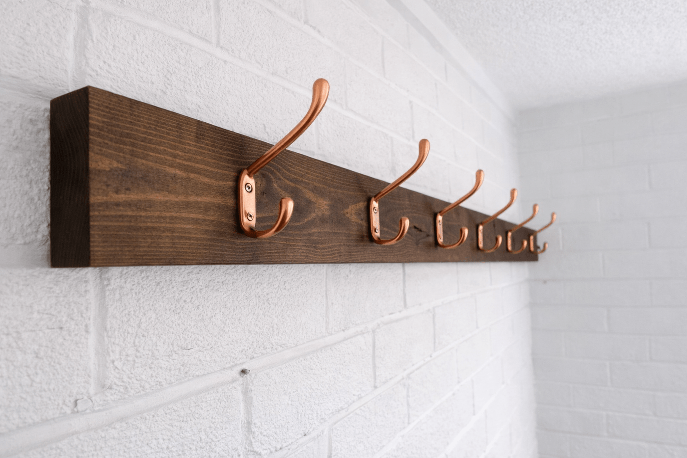 Wooden Coat Rack with Dark Stain and Customisable Hooks | Made to Measure