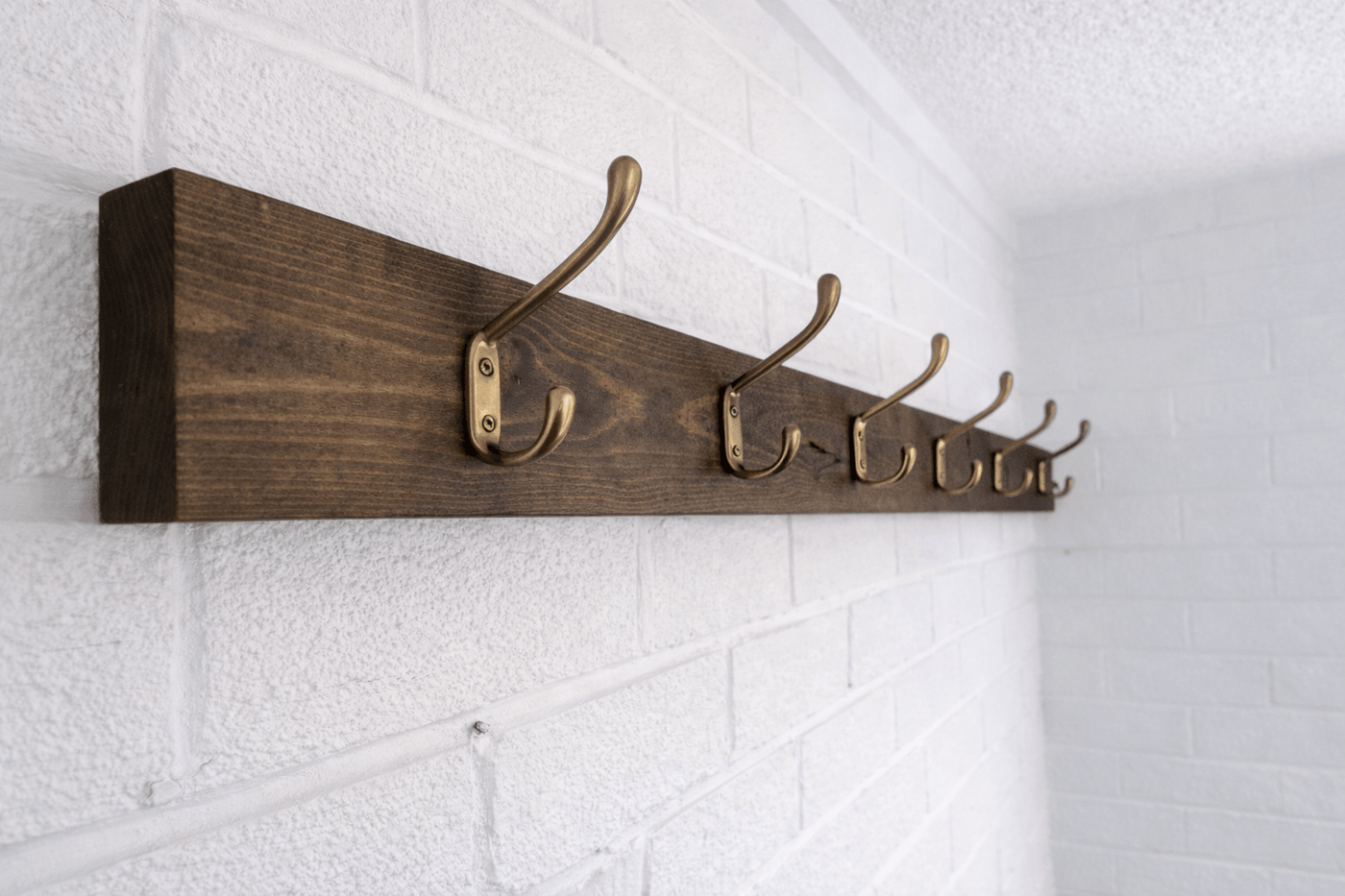 Wooden Coat Rack with Dark Stain and Customisable Hooks | Made to Measure