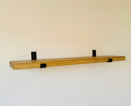 Rustic Wooden Shelf with Brackets - Medium Oak