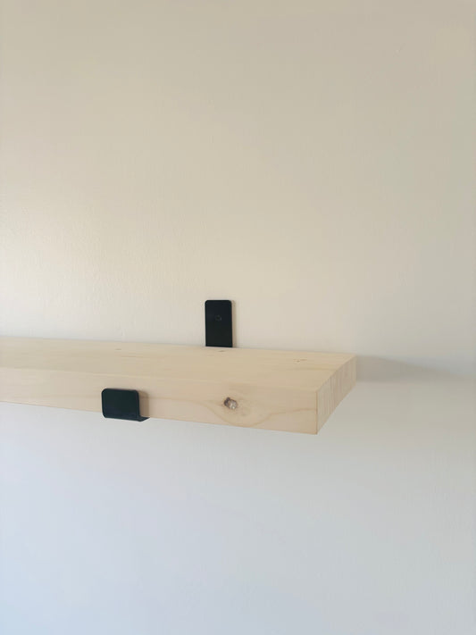 Rustic Wooden Shelf with Brackets - Natural