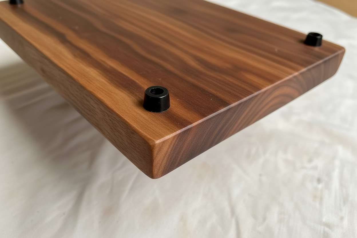 Rubber Feet on Walnut Board