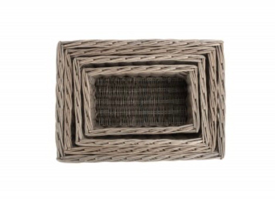 Antique Wash Set of 4 Storage Baskets | Unlined | Integral Handles - Apex Bespoke Carpentry