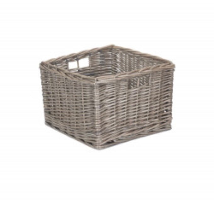Antique Wash Small Square Storage Basket | Unlined | Integral Handles - Apex Bespoke Carpentry