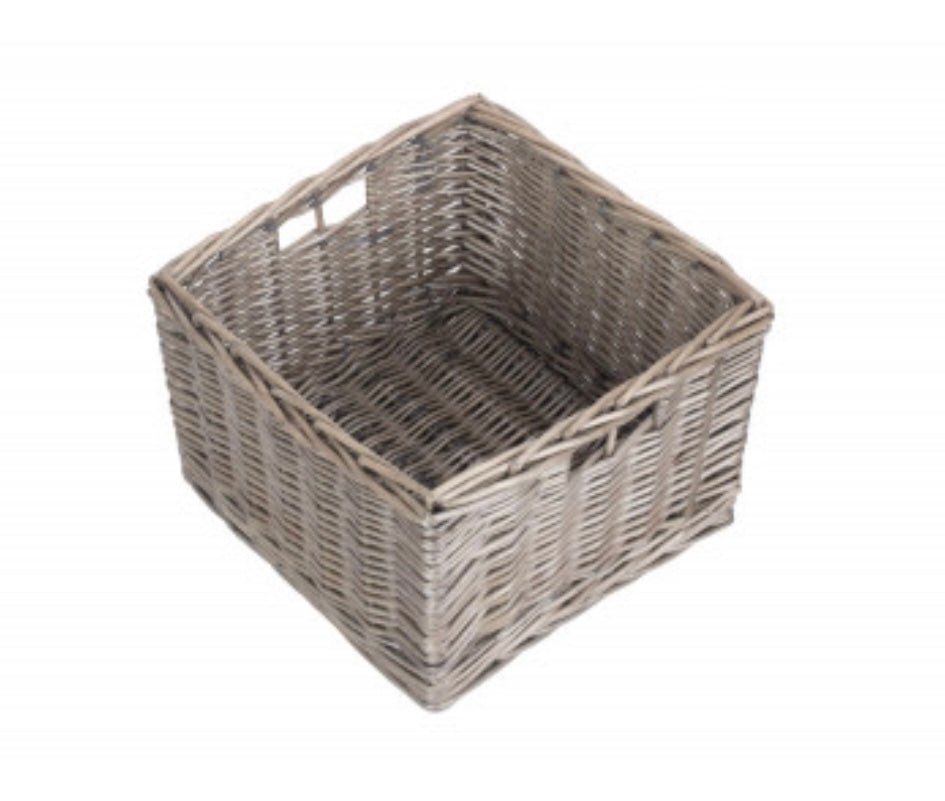 Antique Wash Small Square Storage Basket | Unlined | Integral Handles - Apex Bespoke Carpentry