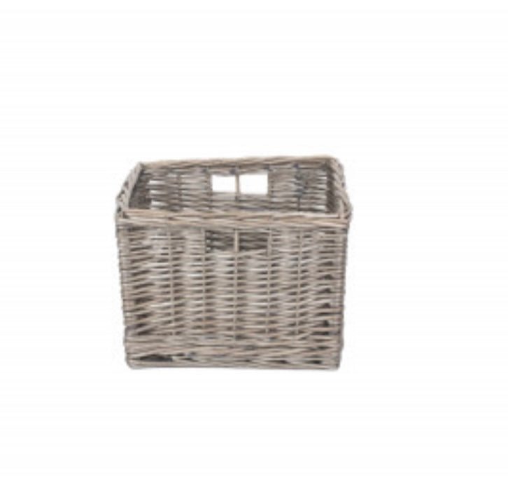 Antique Wash Small Square Storage Basket | Unlined | Integral Handles - Apex Bespoke Carpentry