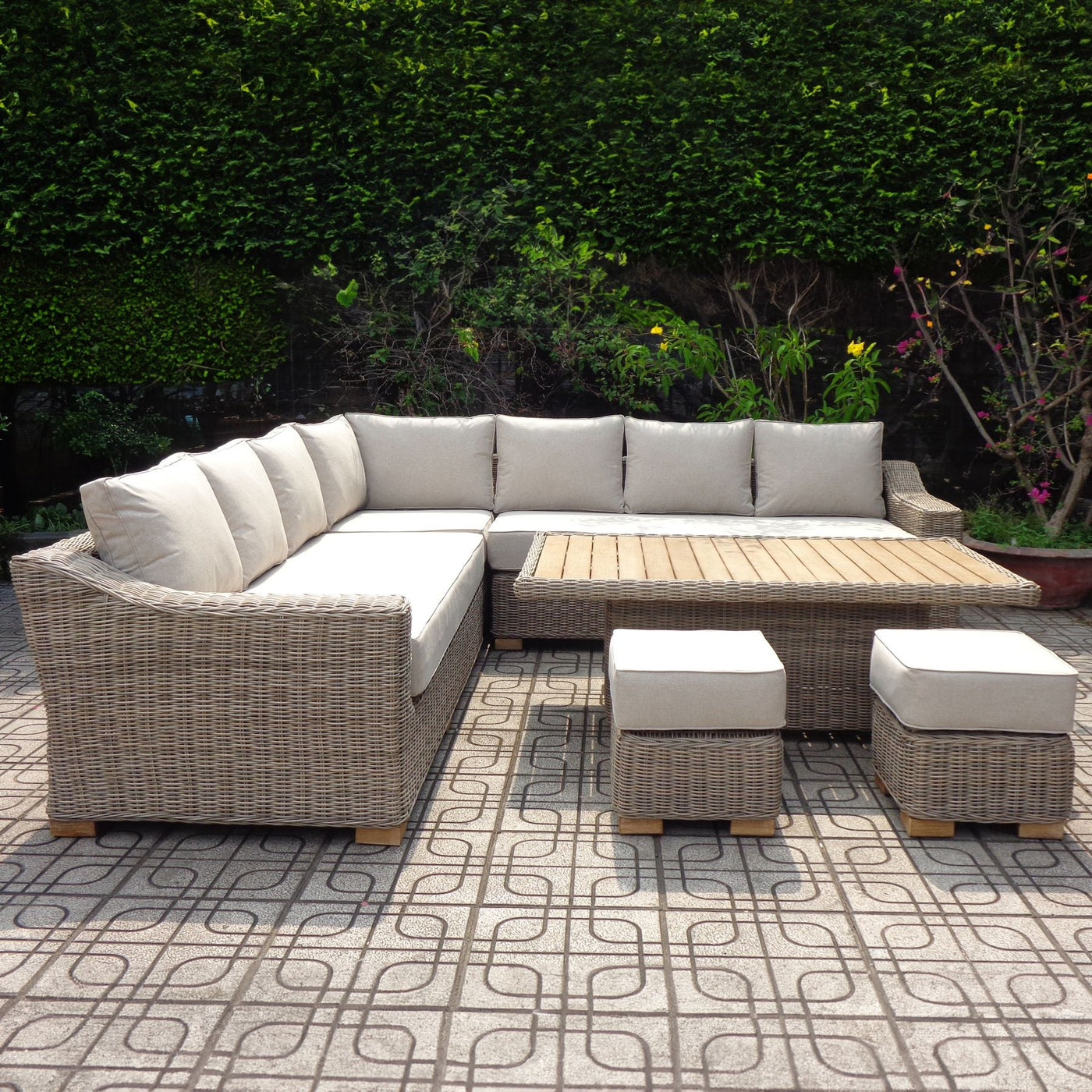 Capri Outdoor Corner Set with Riser Table + 2 Stools - Apex Bespoke Carpentry