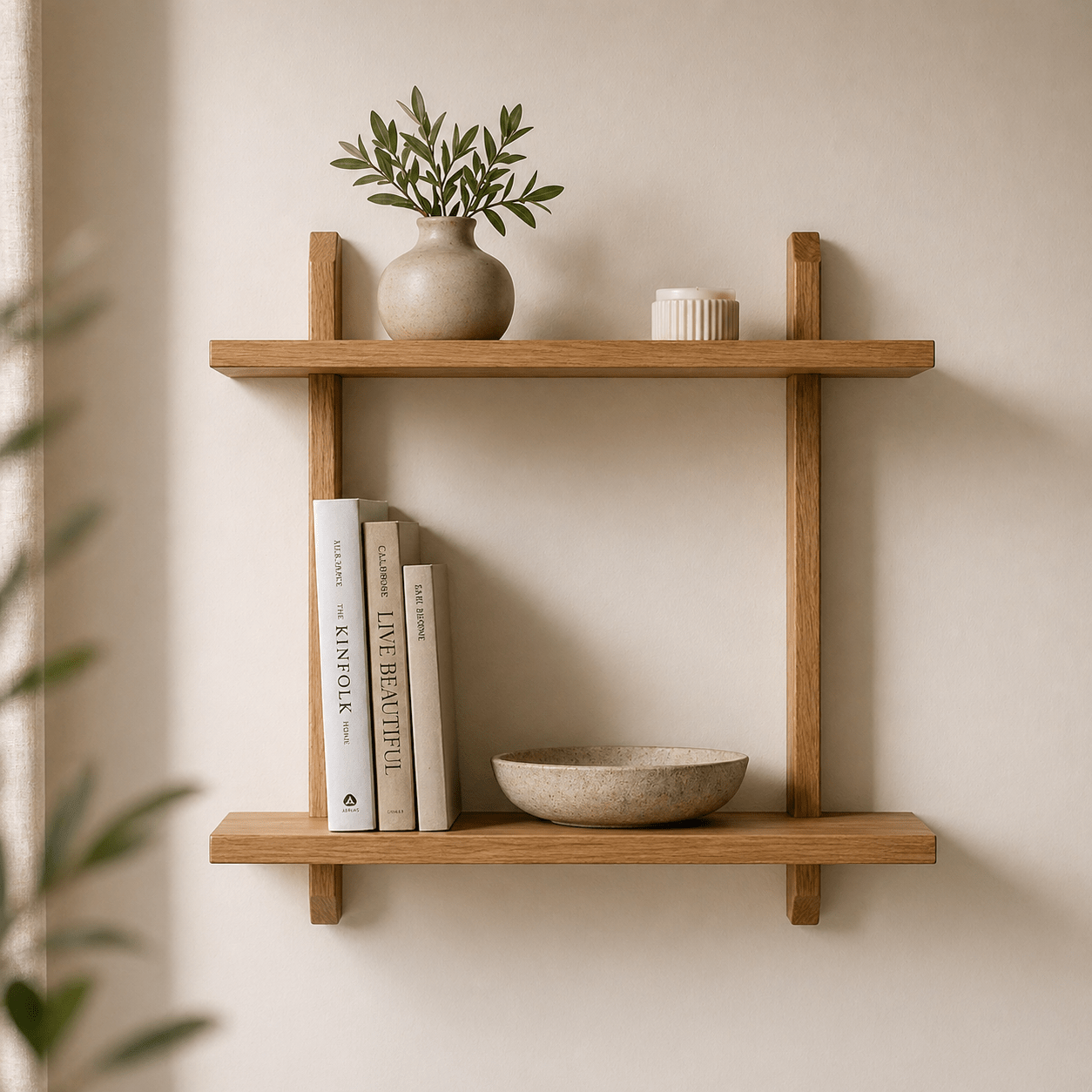 Double Floating Shelving Unit | Oak - Apex Bespoke Carpentry