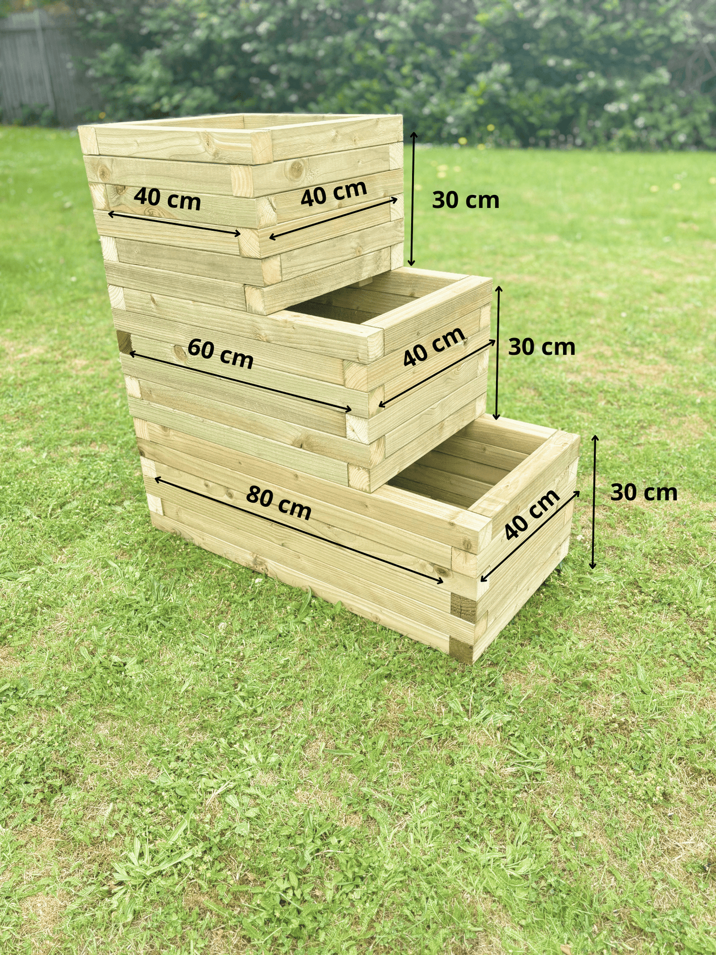 Handmade Stackable Wooden Planter | 80cm Wide |Treated Timber Raised Bed | Easi Edge - Apex Bespoke Carpentry