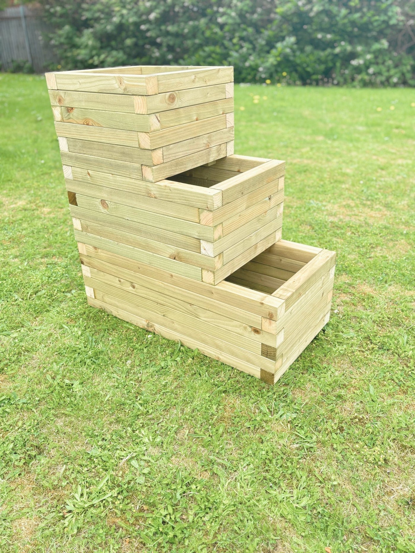 Handmade Stackable Wooden Planter | 80cm Wide |Treated Timber Raised Bed | Easi Edge - Apex Bespoke Carpentry