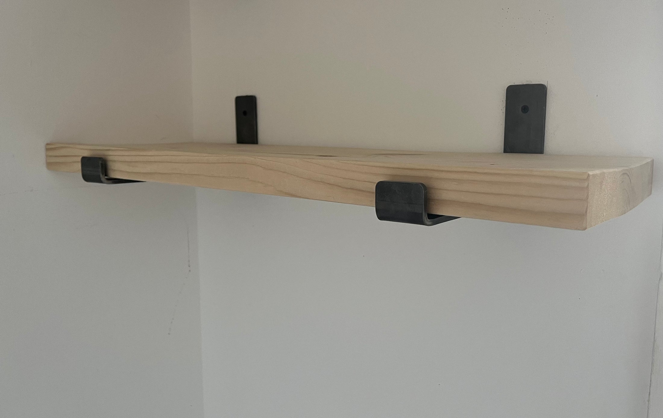 Rustic Wooden Shelf with Brackets