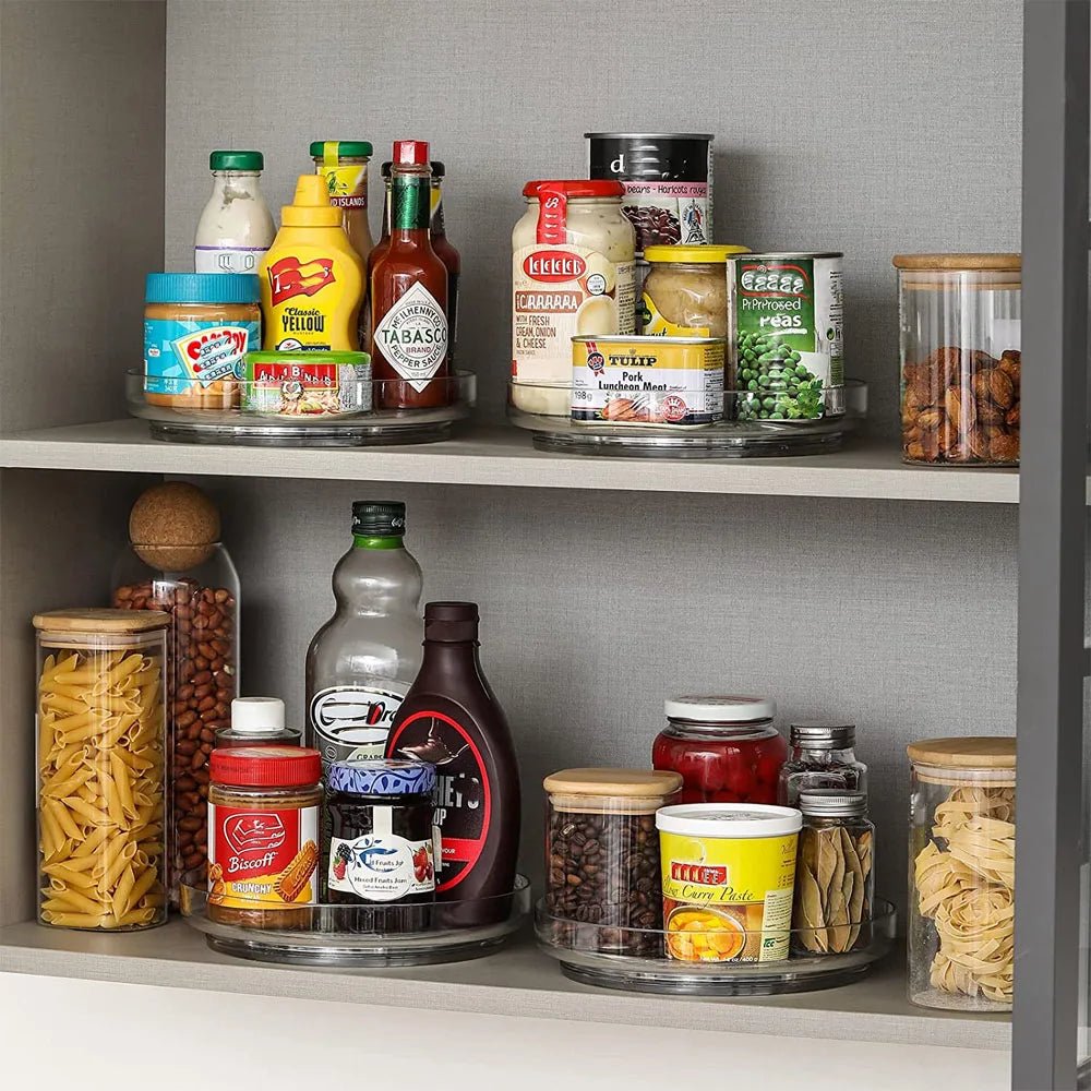 Lazy Susan Cupboard Organiser | 360 Degree Rotating Round Lazy Susan Turntable for Cabinet | Clear - Apex Bespoke Carpentry