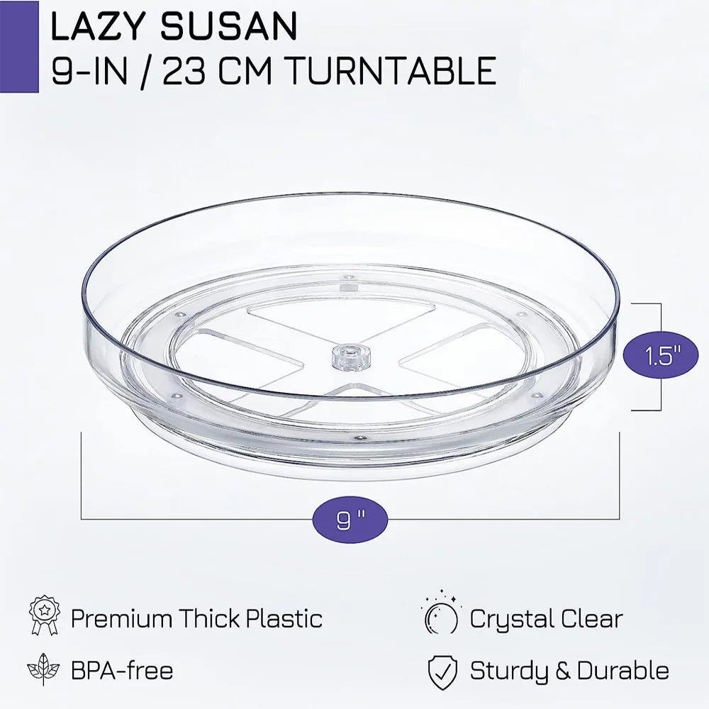 Lazy Susan Cupboard Organiser | 360 Degree Rotating Round Lazy Susan Turntable for Cabinet | Clear - Apex Bespoke Carpentry