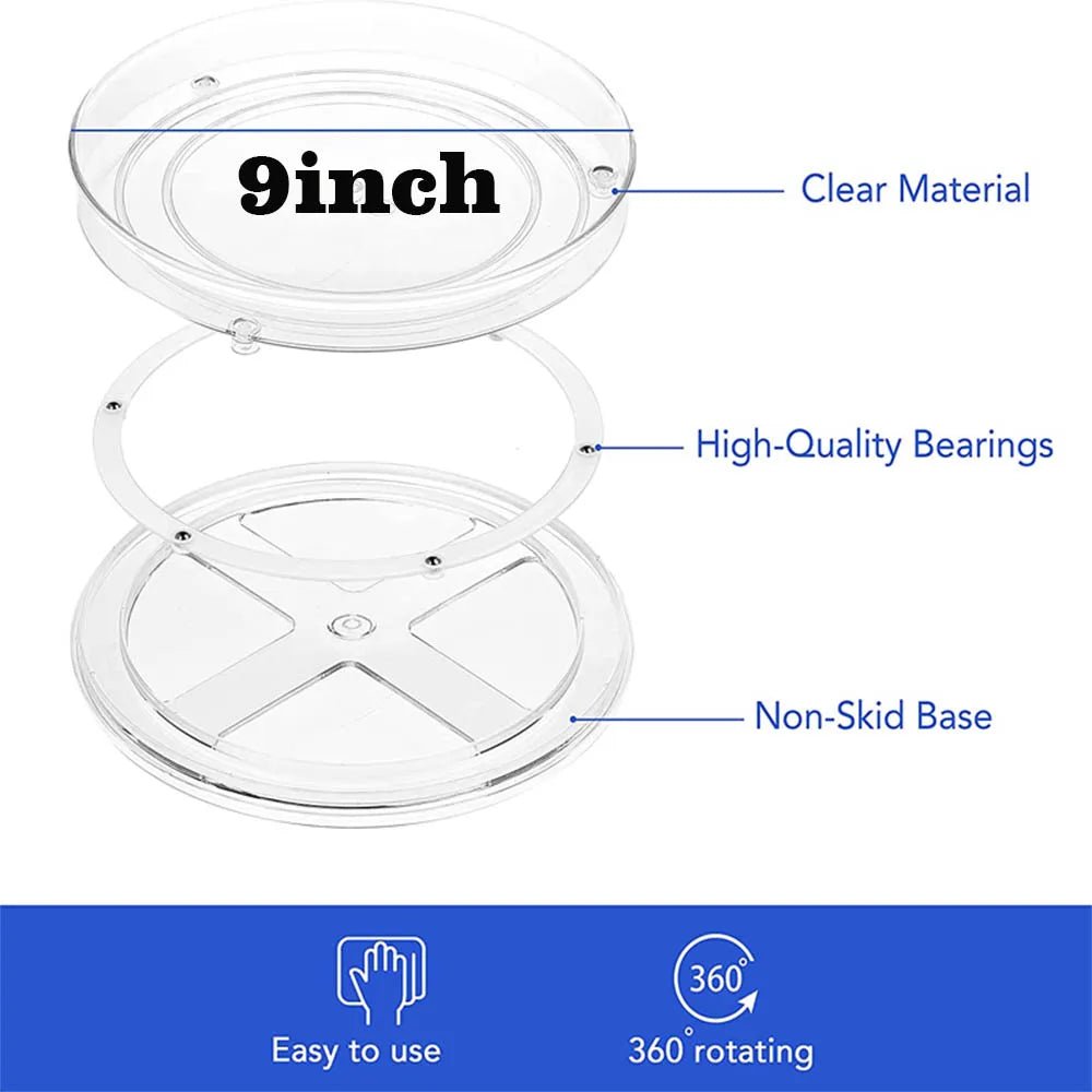 Lazy Susan Cupboard Organiser | 360 Degree Rotating Round Lazy Susan Turntable for Cabinet | Clear - Apex Bespoke Carpentry