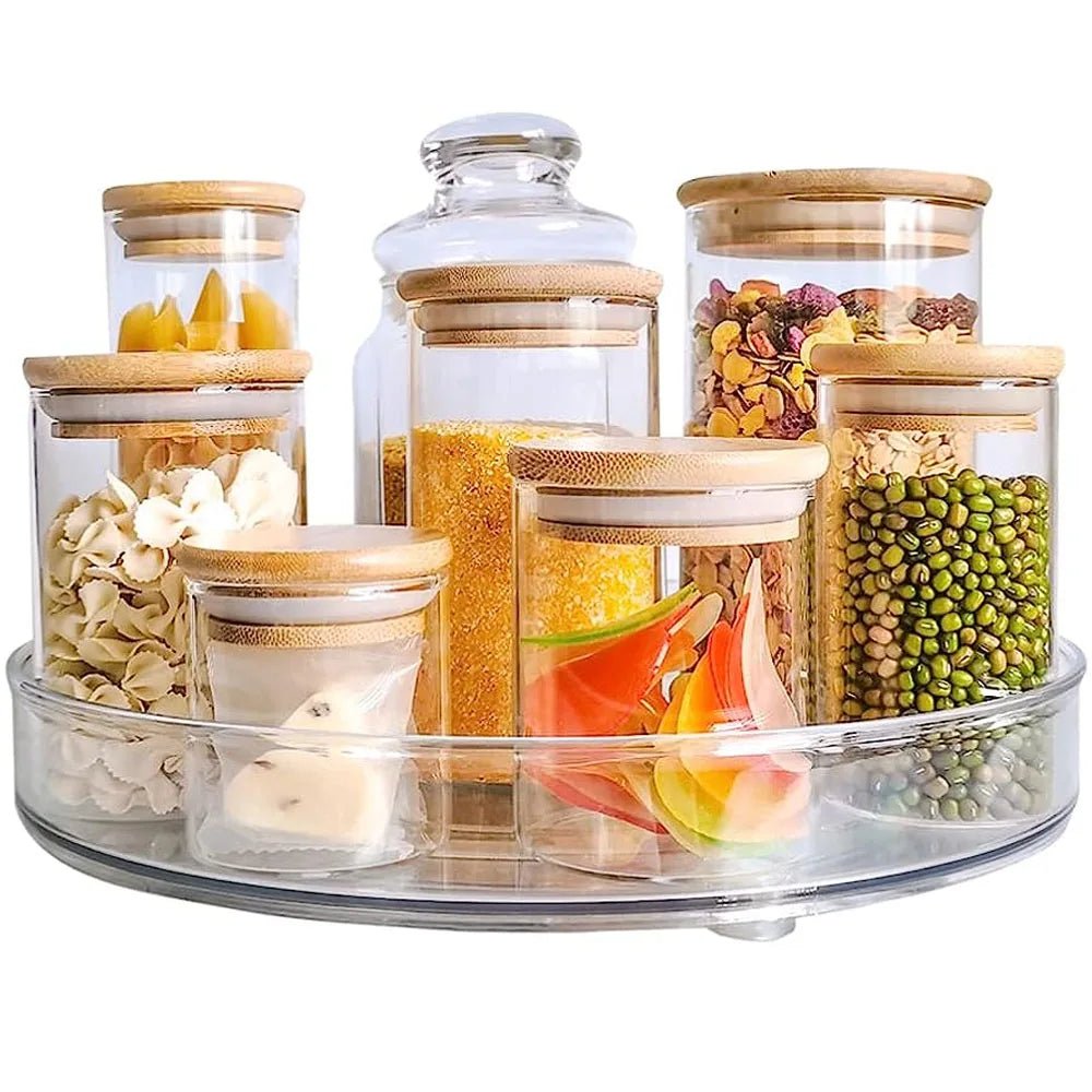 Lazy Susan Cupboard Organiser | 360 Degree Rotating Round Lazy Susan Turntable for Cabinet | Clear - Apex Bespoke Carpentry