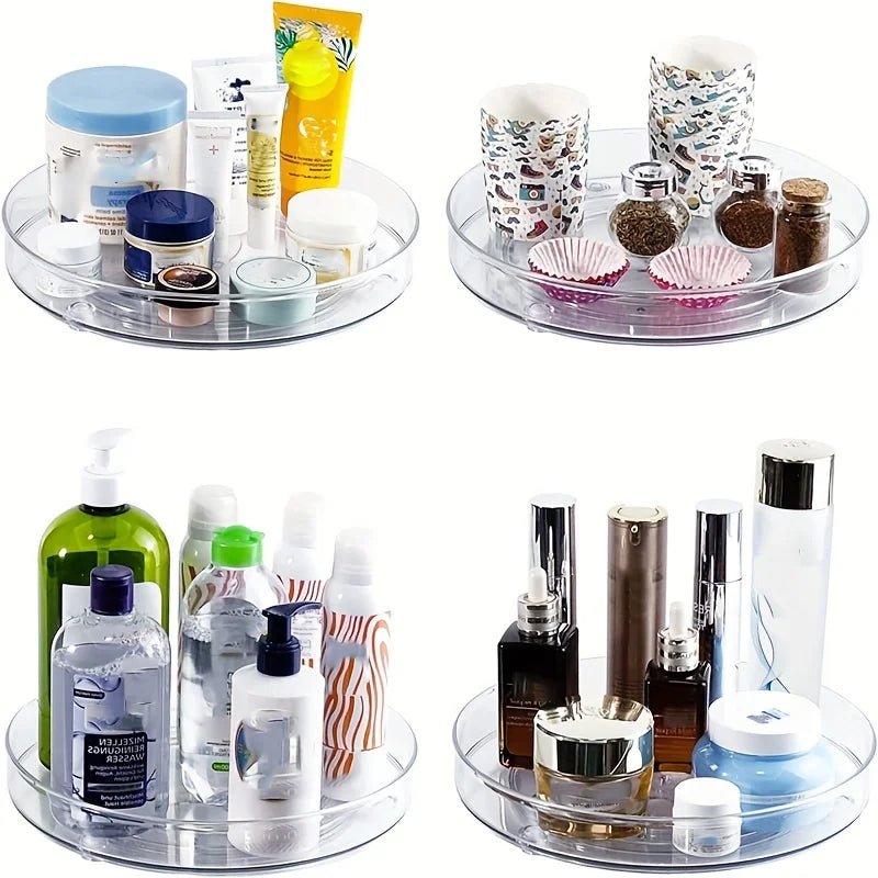 Lazy Susan Cupboard Organiser | 360 Degree Rotating Round Lazy Susan Turntable for Cabinet | Clear - Apex Bespoke Carpentry