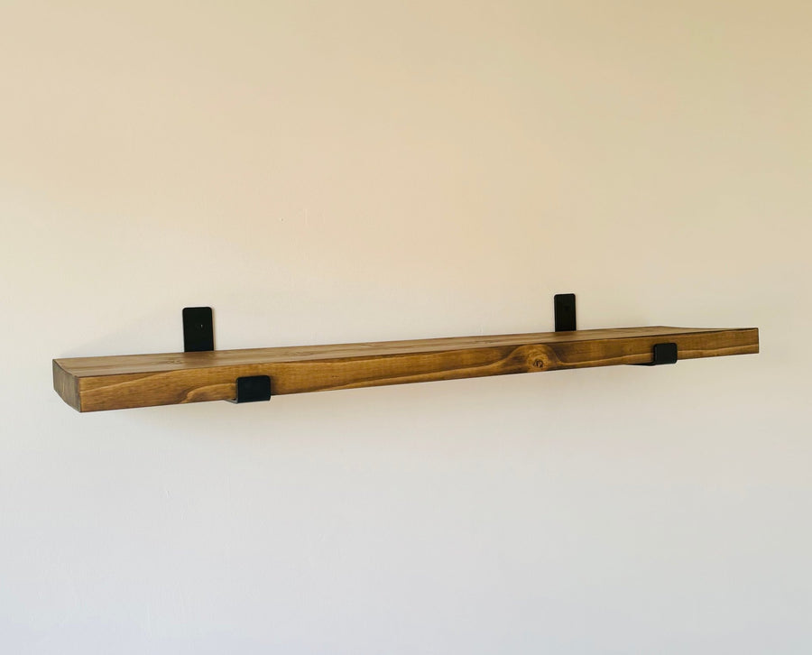Rustic Wooden Shelf with Brackets - Natural - Apex Bespoke Carpentry