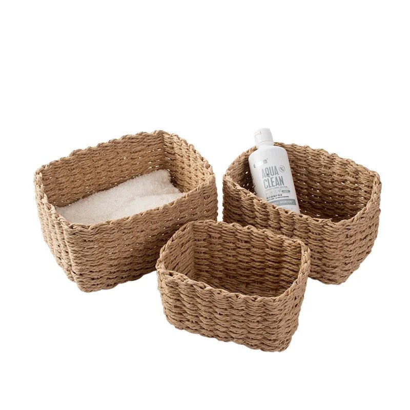 Set of 3 Braided Baskets | Storage Baskets | Storage Boxes for Accessories, Make - Up, Bathroom Organiser, Changing Table Organiser - Apex Bespoke Carpentry