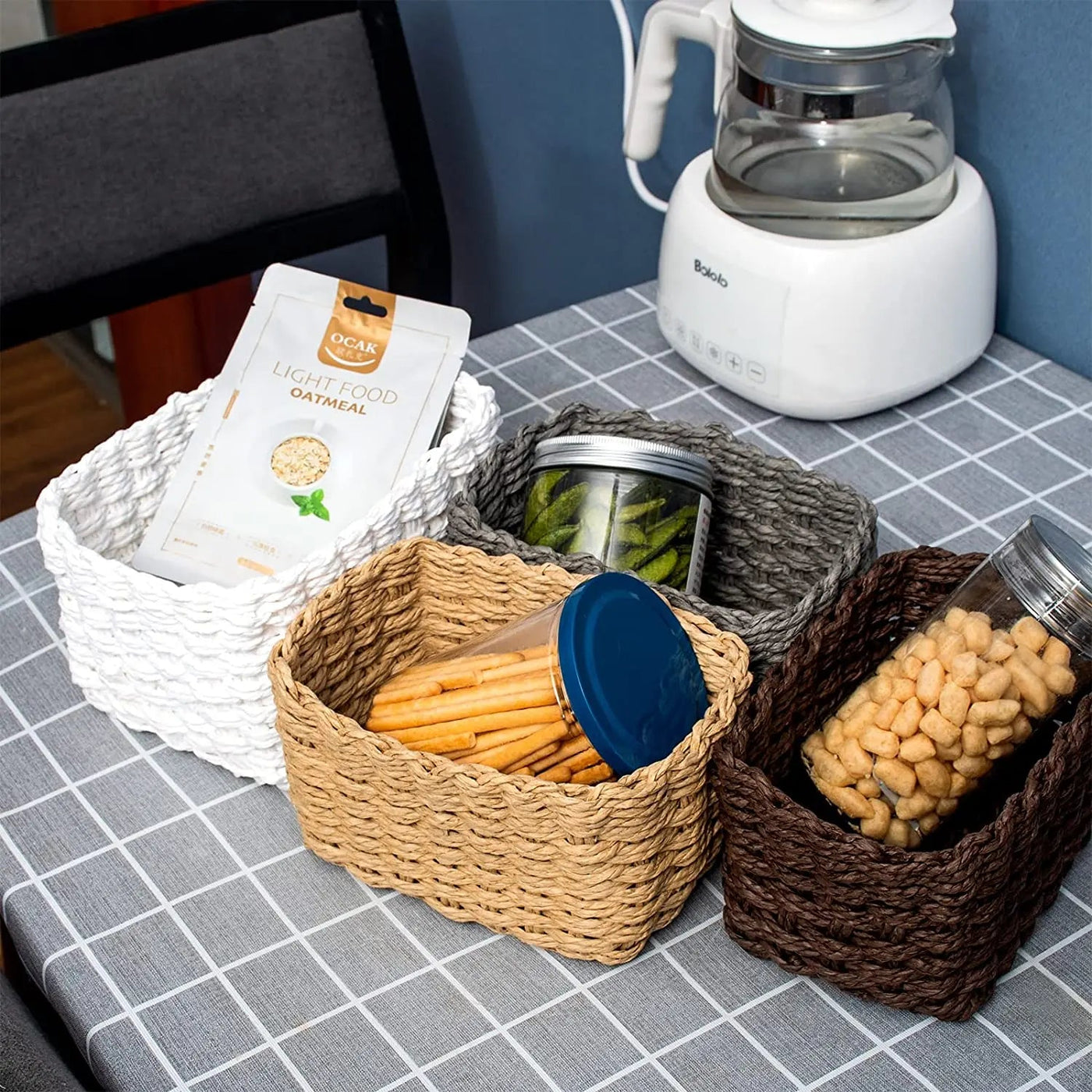 Set of 3 Braided Baskets | Storage Baskets | Storage Boxes for Accessories, Make - Up, Bathroom Organiser, Changing Table Organiser - Apex Bespoke Carpentry