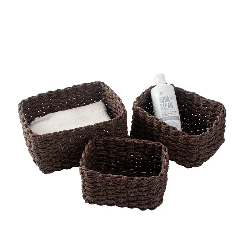 Set of 3 Braided Baskets | Storage Baskets | Storage Boxes for Accessories, Make - Up, Bathroom Organiser, Changing Table Organiser - Apex Bespoke Carpentry