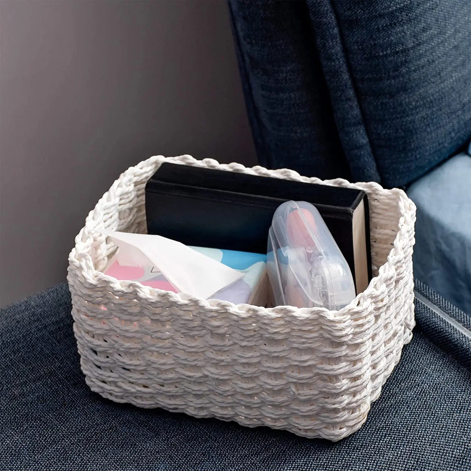 Set of 3 Braided Baskets | Storage Baskets | Storage Boxes for Accessories, Make - Up, Bathroom Organiser, Changing Table Organiser - Apex Bespoke Carpentry