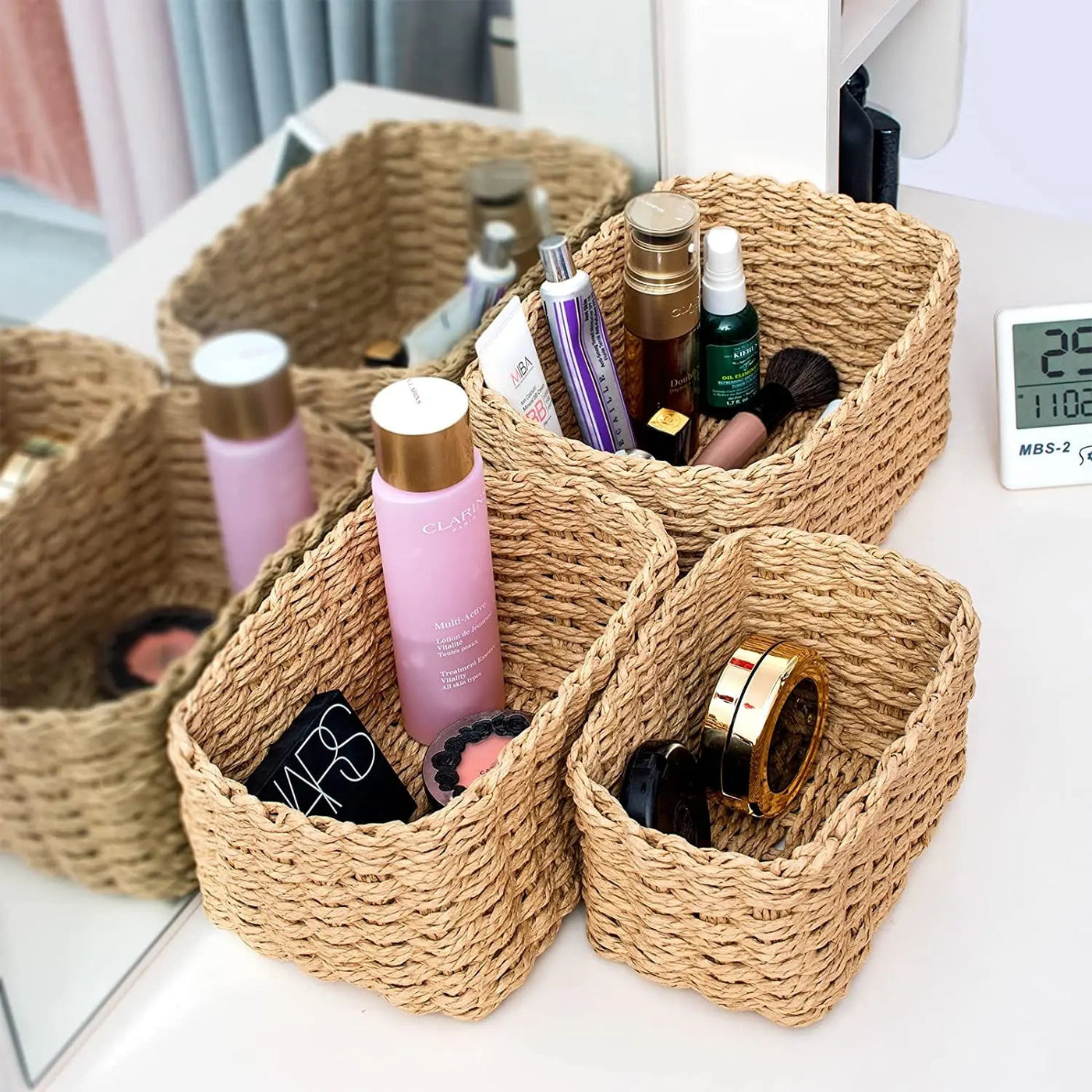 Set of 3 Braided Baskets | Storage Baskets | Storage Boxes for Accessories, Make - Up, Bathroom Organiser, Changing Table Organiser - Apex Bespoke Carpentry
