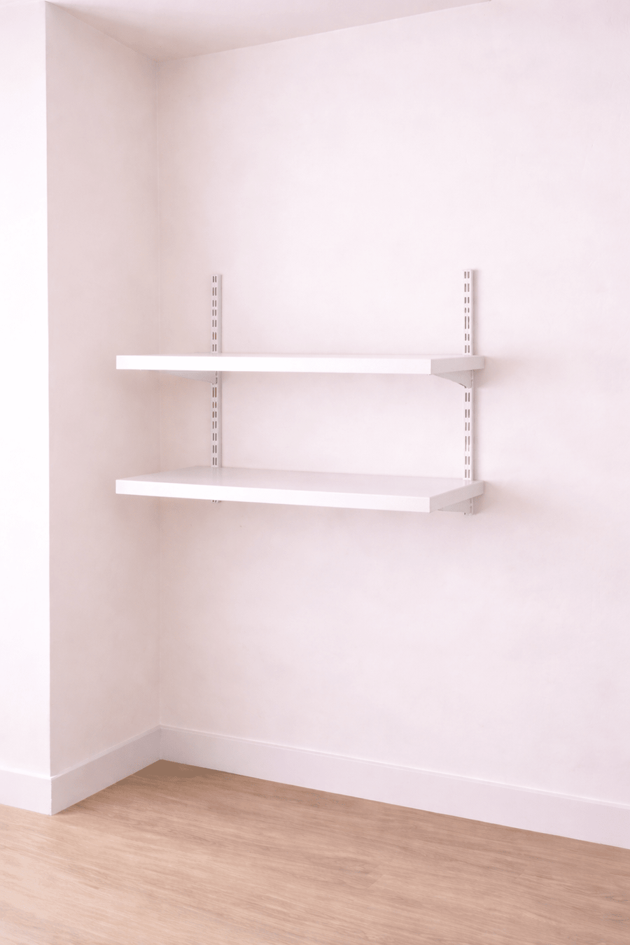 Small Adjustable Pantry Shelving Kit | 2 Custom Size Shelves | Wall Mounted - Apex Bespoke Carpentry