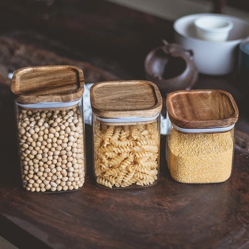 Square Sealed Glass Jar | Food Storage | Kitchen Organisation | Sealed Lid - Apex Bespoke Carpentry