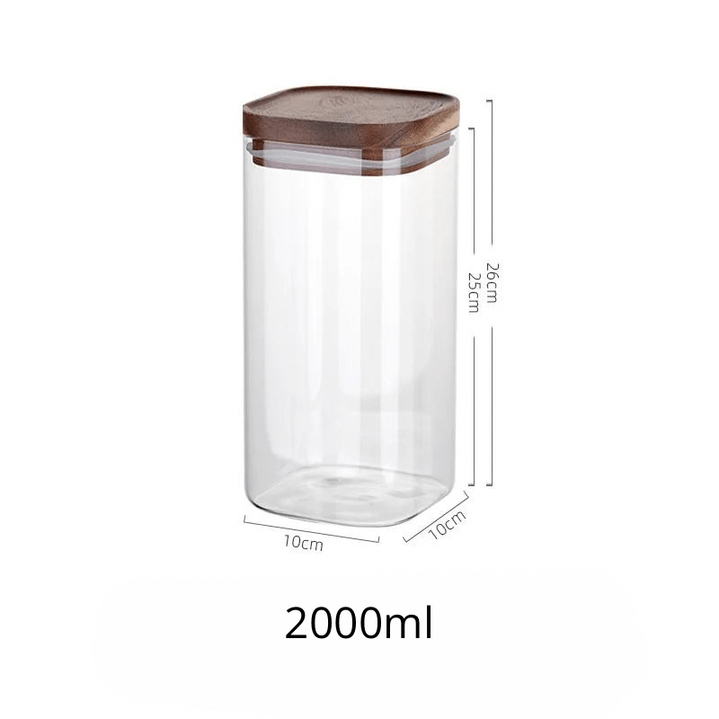 Square Sealed Glass Jar | Food Storage | Kitchen Organisation | Sealed Lid - Apex Bespoke Carpentry