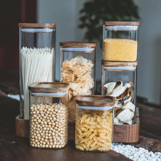 Square Sealed Glass Jar | Food Storage | Kitchen Organisation | Sealed Lid - Apex Bespoke Carpentry