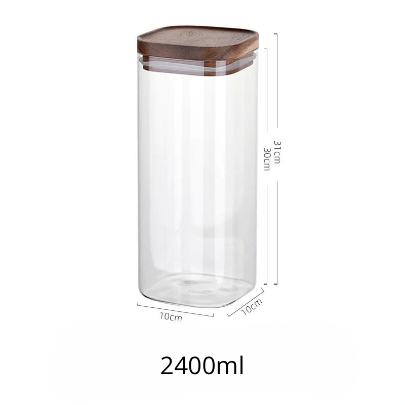 Square Sealed Glass Jar | Food Storage | Kitchen Organisation | Sealed Lid - Apex Bespoke Carpentry