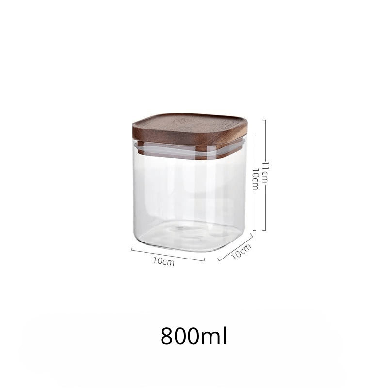 Square Sealed Glass Jar | Food Storage | Kitchen Organisation | Sealed Lid - Apex Bespoke Carpentry
