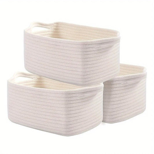 Storage Basket Set of 3 | Rectangle Storage Bins | Versatile Toy Storage Organiser | Home Decor Basket - Apex Bespoke Carpentry