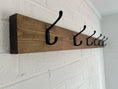 Load image into Gallery viewer, Wooden Coat Rack with Black Hooks
