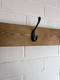 Load image into Gallery viewer, Wooden Coat Rack with Black Hooks
