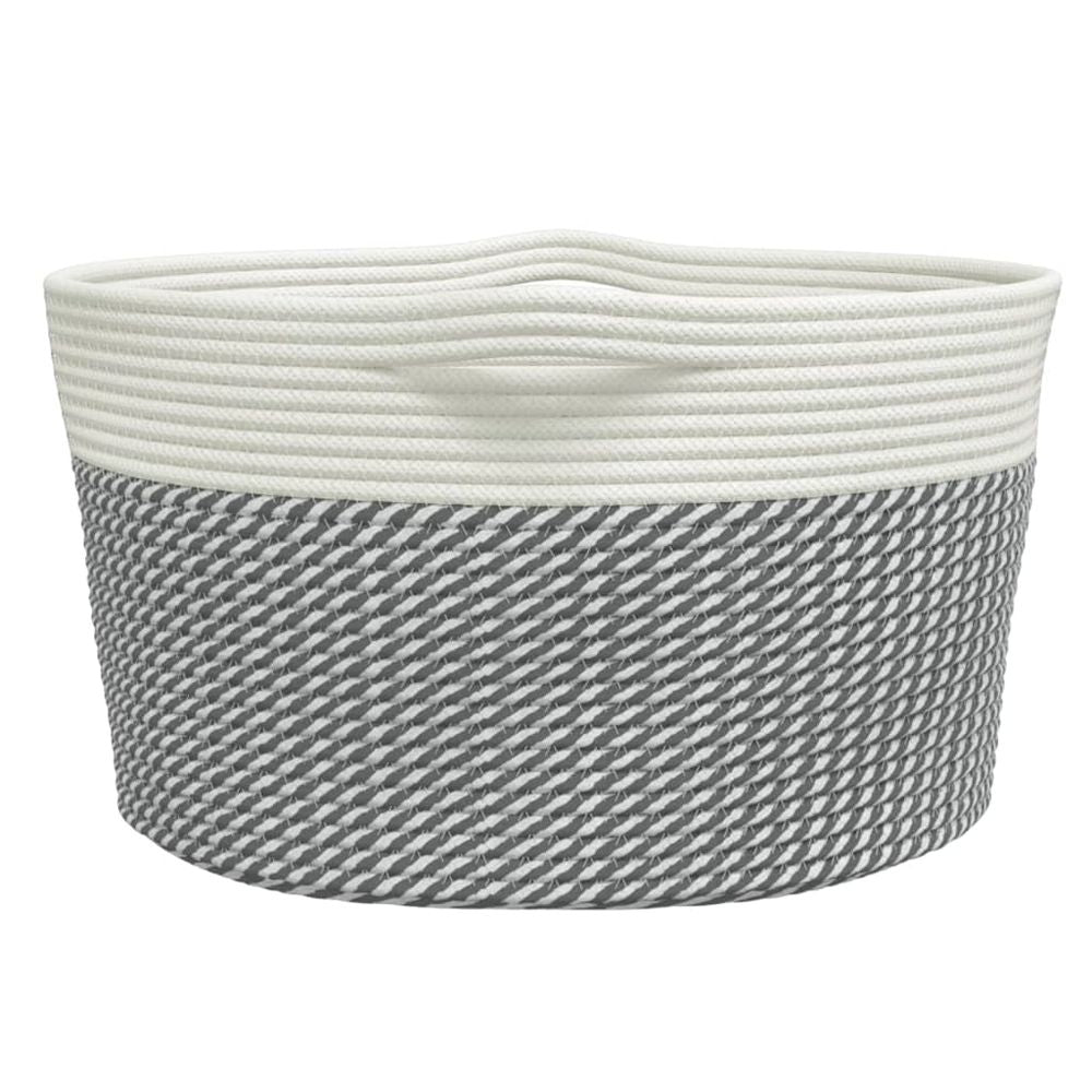 Storage Basket Grey and White Cotton 40x25cm