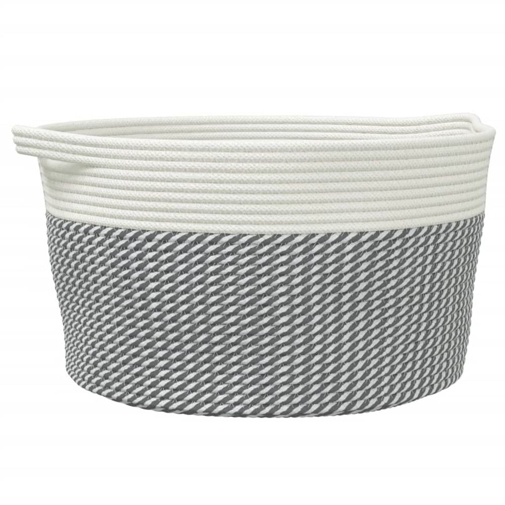 Storage Basket Grey and White Cotton 40x25cm