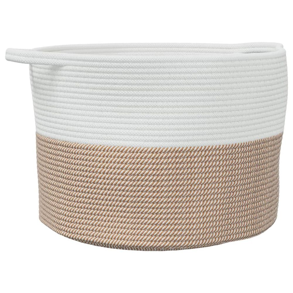 Laundry Basket Brown and White Cotton 55x36cm