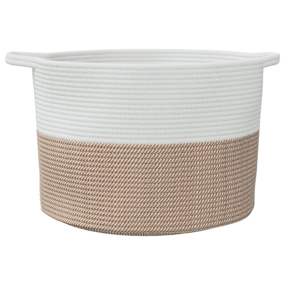 Laundry Basket Brown and White Cotton 55x36cm