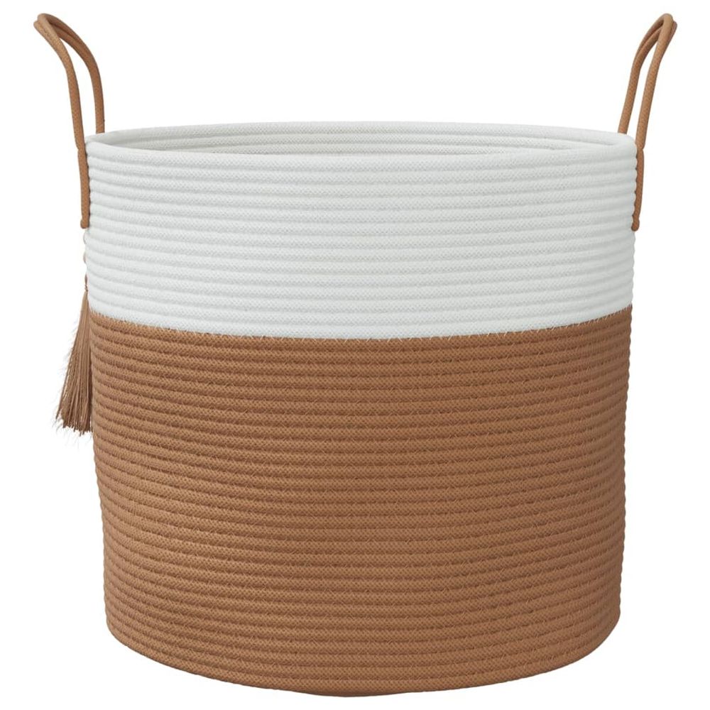 Storage Basket Brown and White Cotton 40x35cm