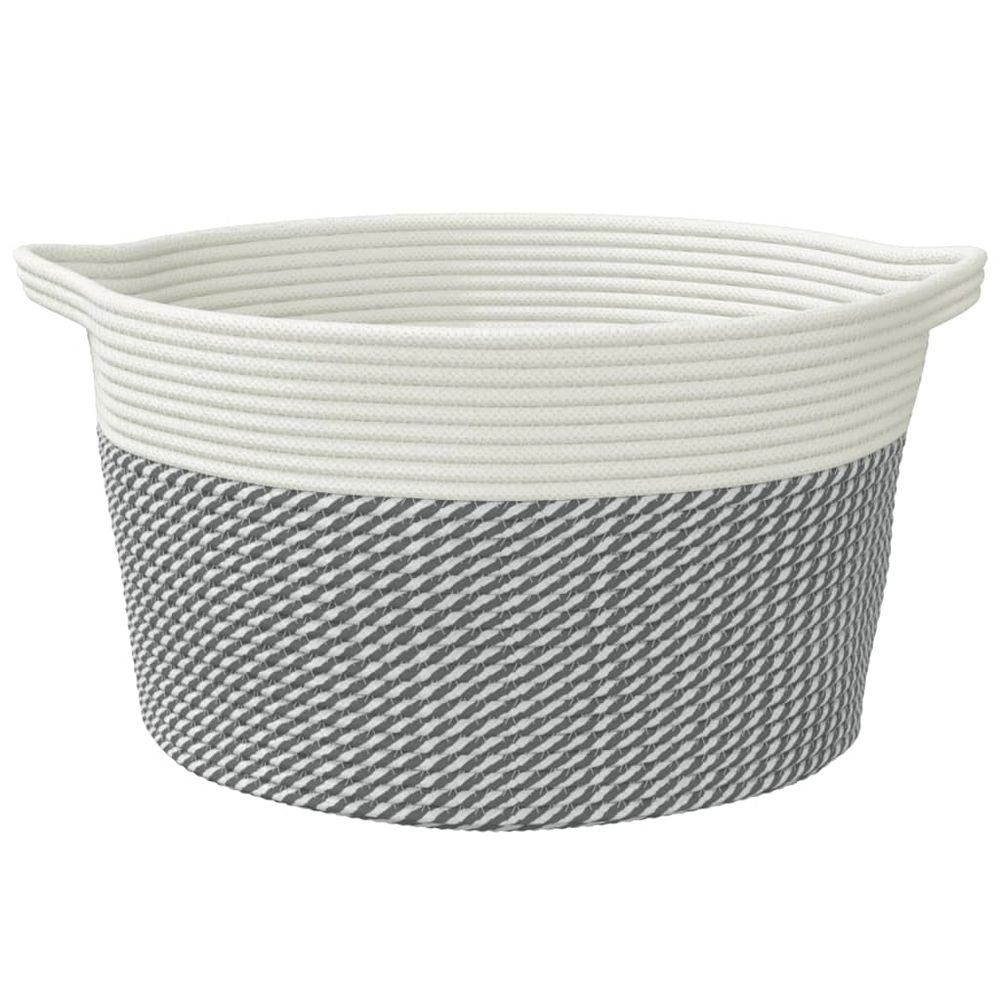 Storage Basket Grey and White Cotton 40x25cm